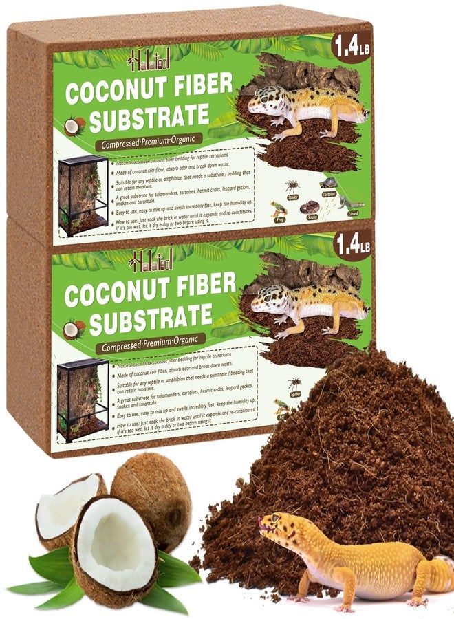 Halatool 2 Pack Organic Coconut Fiber Substrate for Reptiles,Premium Leopard Gecko Substrate Coco Husk Terrarium Bedding for Tortoise Habitat Snake Lizard Hermit Crab Tarantula Enclosure Worm Bin Frog - Image 1